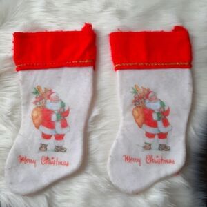 2 vintage 80s santa clause Christmas felt stockings